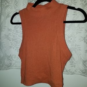 Sleeveless turtle neck crop top